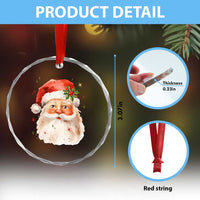 Retro Vintage Christmas Santa Claus Face Xmas Old Fashioned Crystal Glass Ornament TS02