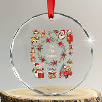 Retro Vintage Xmas Crystal Glass Ornament Tis The Season Santa Hat Xmas Wrealth TS11