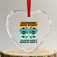 Retro World War 2 Memorabilia Heart Crystal Glass Ornament May Start Talking About WWII WW2 Gear - Wonder Print Shop