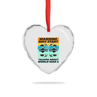 Retro World War 2 Memorabilia Heart Crystal Glass Ornament May Start Talking About WWII WW2 Gear - Wonder Print Shop