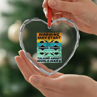 Retro World War 2 Memorabilia Heart Crystal Glass Ornament May Start Talking About WWII WW2 Gear - Wonder Print Shop