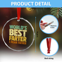 Retro World's Best Farter I Mean Father Crystal Glass Ornament Gag Gift Birthday Husband Dad Fathers Day