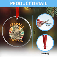 Retro Xmas Crystal Glass Ornament Respect The Beard Cool Santa Vintage TS09