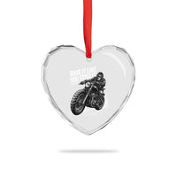 Ride It Like You Stole It Skeleton Rider Vintage Motorcycle Graphic Heart Crystal Glass Ornament Biker Enthusiasts