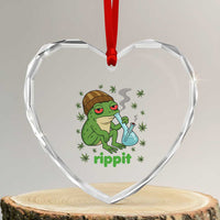 Rippit Frog Heart Crystal Glass Ornament Funny 420 Stoner Weed Humor - Wonder Print Shop