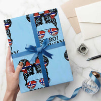 Ro Ro Norwegian Viking Ship Wrapping Paper Roll Norway Flag Messy Bun Girl
