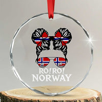 Ro Ro Norwegian Viking Ship Messy Bun Girl Crystal Glass Ornament