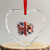 Roaring British Lion Flag Heart Crystal Glass Ornament Union Jack UK Pride - Wonder Print Shop