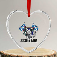 Roaring Scottish Lion Crest Heart Crystal Glass Ornament Thistle Scotland Flag Emblem for Brave Highlanders - Wonder Print Shop