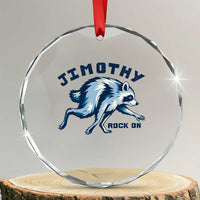Rock On Jimothy the Raccoon Blue Graphic Crystal Glass Ornament Vintage Viral Seattle Trash Panda