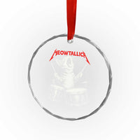 Rock On Vintage Drummer Cat Crystal Glass Ornament Vintage 90s 80s Band Style Gift for Cat Owners - Wonder Print Shop