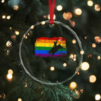 Rodeo Cowboy Bull Rider Western LGBTQ Rainbow Flag Crystal Glass Ornament