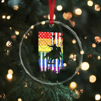 Rodeo Gay Cowboy Western LGBTQ Rainbow Flag Crystal Glass Ornament