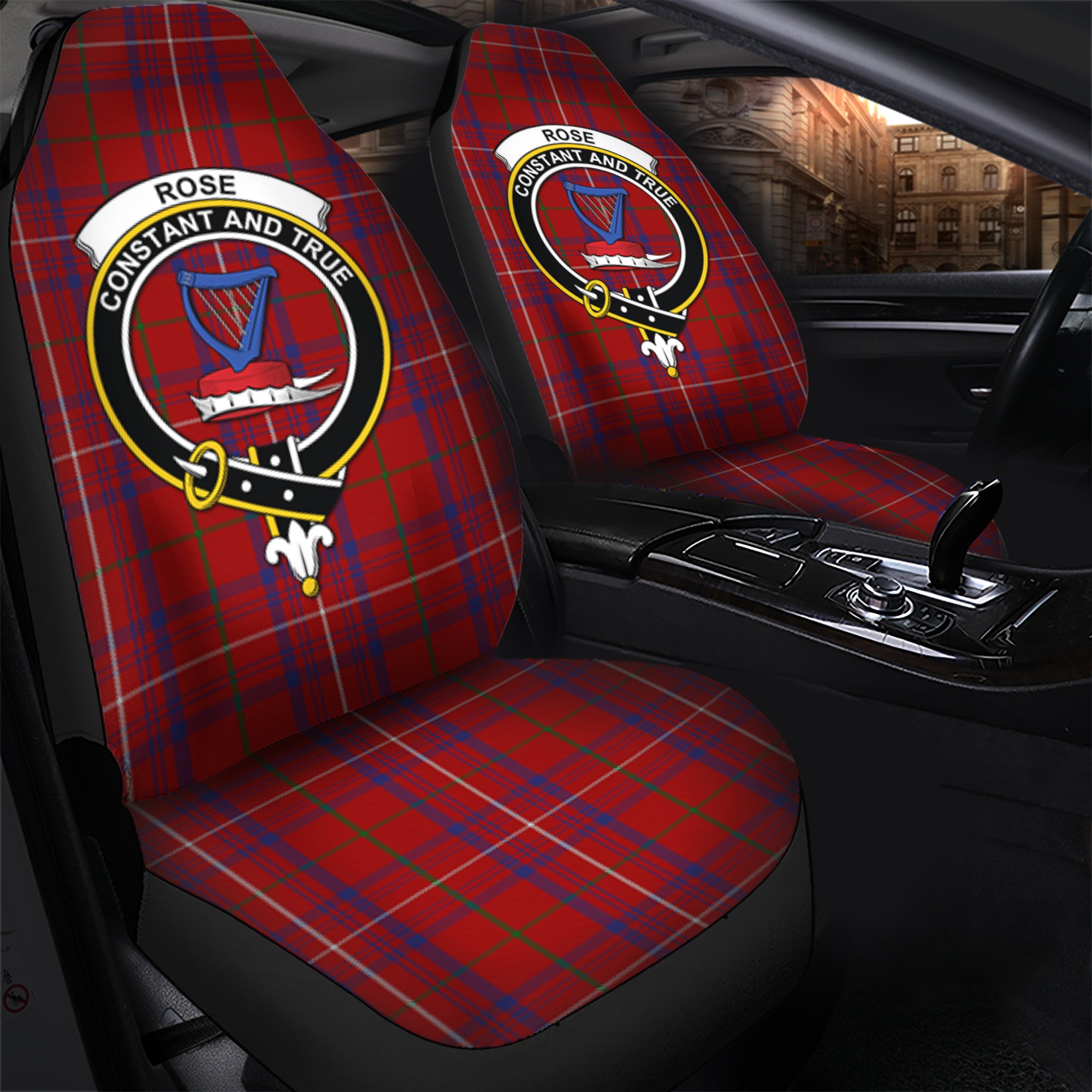 Rose Clan Tartan Car Seat Cover, Family Crest Tartan Seat Cover TS23