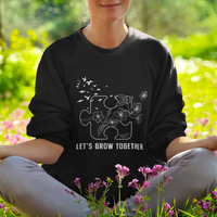 Autism Awareness Sweatshirt Let's Grow Together Puzzle Tree - Wonder Print Shop