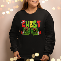 Christmas Couples Sweatshirt Chestnuts Xmas Matching Family Funny Chest Skeleton - Wonder Print Shop