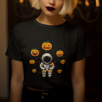 Halloween Astronaut T Shirt Scary Pumpkin Universe Outer Space Halloween Costume - Wonder Print Shop