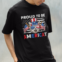 American Cat T Shirt Proud To Be An Americat Patriotic American Cat 4th Of July Americat US Flag - Wonder Print Shop