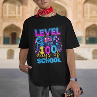 100 Days of School Gamer T Shirt Level 100 Unlocked Neon Game Controller - Wonder Print Shop