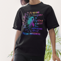 Suicide Prevention Awareness T Shirt Be Kind Everyone Is Fighting A Battle Suicide Awareness - Wonder Print Shop