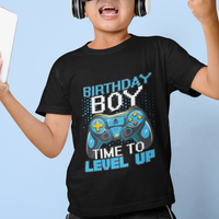 Birthday Boy Gamer T Shirt For Kid Time To Level Up New Age Video Game Gaming - Wonder Print Shop