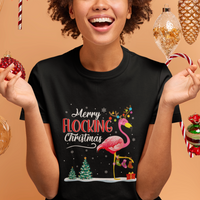 Merry Flocking Christmas Pink Flamingo Funny Xmas Socks T Shirt - Wonder Print Shop
