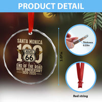 Route Highway 66 100 Year Centennial Anniversary Souvenir Crystal Glass Ornament Santa Monica End of the Road