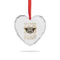 Route Highway 66 100 Year Centennial Anniversary Souvenir Heart Crystal Glass Ornament Santa Monica End of the Road