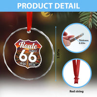 Route Highway 66 Centennial Crystal Glass Ornament Vintage Distressed Americas Highway