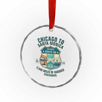 Route Highway 66 Chicago Santa Monica Vintage America Road Trip Crystal Glass Ornament