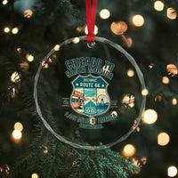 Route Highway 66 Chicago Santa Monica Vintage America Road Trip Crystal Glass Ornament
