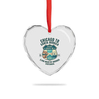 Route Highway 66 Chicago Santa Monica Vintage America Road Trip Heart Crystal Glass Ornament