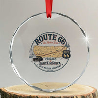 Route Highway 66 Map Chicago to Santa Monica Crystal Glass Ornament Vintage America Road Trip Americana