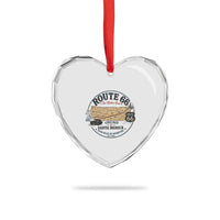 Route Highway 66 Map Chicago to Santa Monica Heart Crystal Glass Ornament Vintage America Road Trip Americana