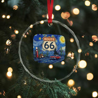 Route Highway 66 Road Sign Distressed Road Trip Starry Night Crystal Glass Ornament