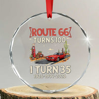 Route Highway 66 Turns 100 I Turn 35 Crystal Glass Ornament Vintage 1991 Road Sign Classic Muscle Car Lover 35th Birthday Gift