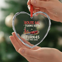 Route Highway 66 Turns 100 I Turn 45 Heart Crystal Glass Ornament Vintage 1981 Road Sign Classic Muscle Car Lover 45th Birthday Gift