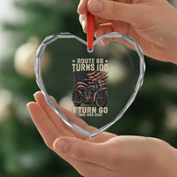 Route Highway 66 Turns 100 I Turn 60 Heart Crystal Glass Ornament Vintage 1966 American Classic V-Twin Motorcycle Lover 60th Birthday Gift