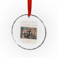 Route Highway 66 Turns 100 I Turn 65 Crystal Glass Ornament Vintage 1961 American Freedom Motorcycle Lover 65th Birthday Gift