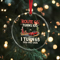 Route Highway 66 Turns 100 I Turn 65 Crystal Glass Ornament Vintage 1961 Road Sign Classic Muscle Car Lover 65th Birthday Gift
