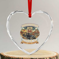 Route Highway 66 Turns 100 I Turn 65 Heart Crystal Glass Ornament Vintage 1961 Road Sign Antique Car Lover 65th Birthday Gift