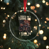 Route Highway 66 Turns 100 I Turn 70 Crystal Glass Ornament Vintage 1956 American Classic V-Twin Motorcycle Lover 70th Birthday Gift