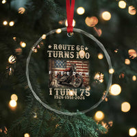 Route Highway 66 Turns 100 I Turn 75 Crystal Glass Ornament Vintage 1951 American Freedom Motorcycle Lover 75th Birthday Gift
