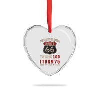 Route Highway 66 Turns 100 I Turn 75 Heart Crystal Glass Ornament Vintage 1951 Road Sign 75th Birthday Gift