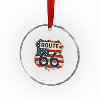 Route US 66 American Flag Americana Road Trip Crystal Glass Ornament