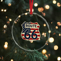 Route US 66 American Flag Americana Road Trip Crystal Glass Ornament
