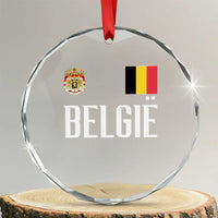 Royal Coat of Arms Belgie Crest Graphic Crystal Glass Ornament Traditional Belgium Belgian Flag and Lion Heritage Pride Gift