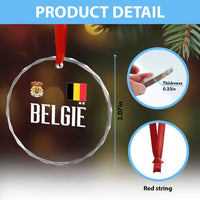 Royal Coat of Arms Belgie Crest Graphic Crystal Glass Ornament Traditional Belgium Belgian Flag and Lion Heritage Pride Gift