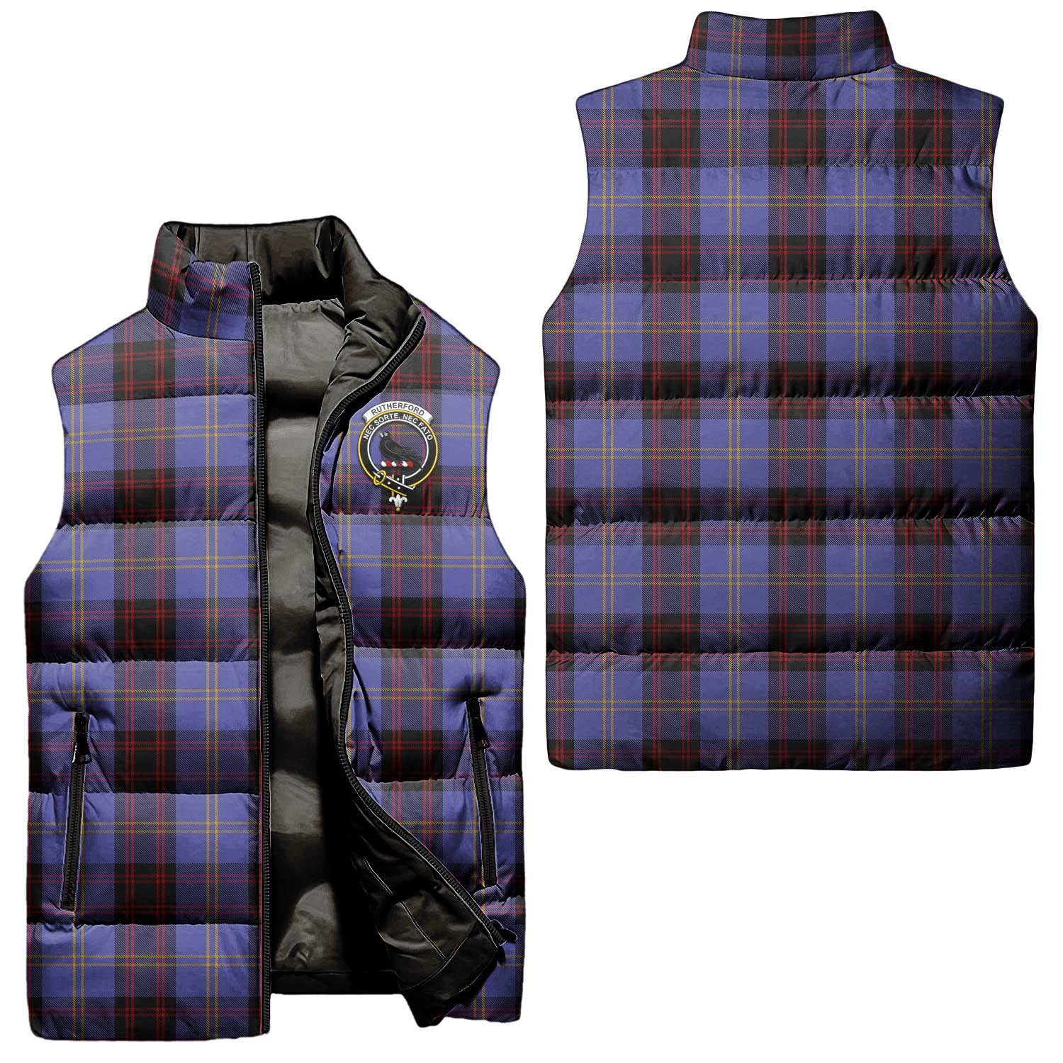 rutherford-clan-puffer-vest-family-crest-plaid-sleeveless-down-jacket