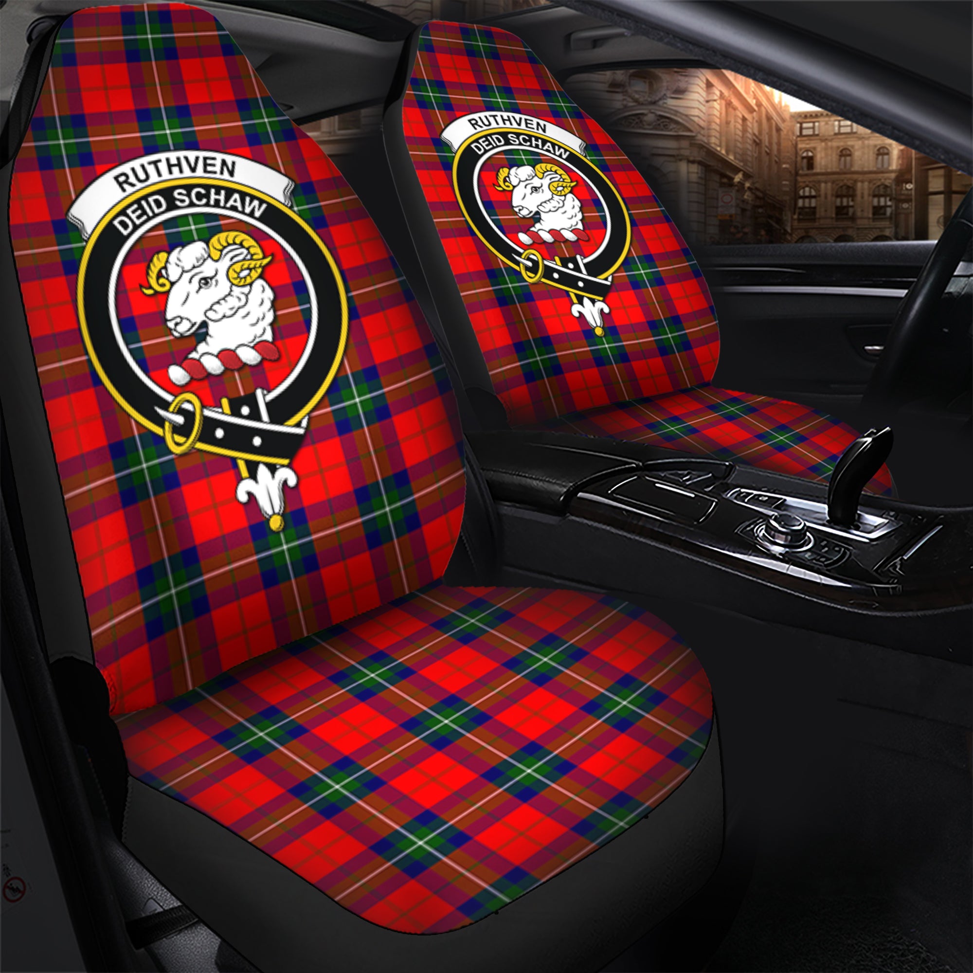 Ruthven Modern Clan Tartan Car Seat Cover, Family Crest Tartan Seat Cover TS23